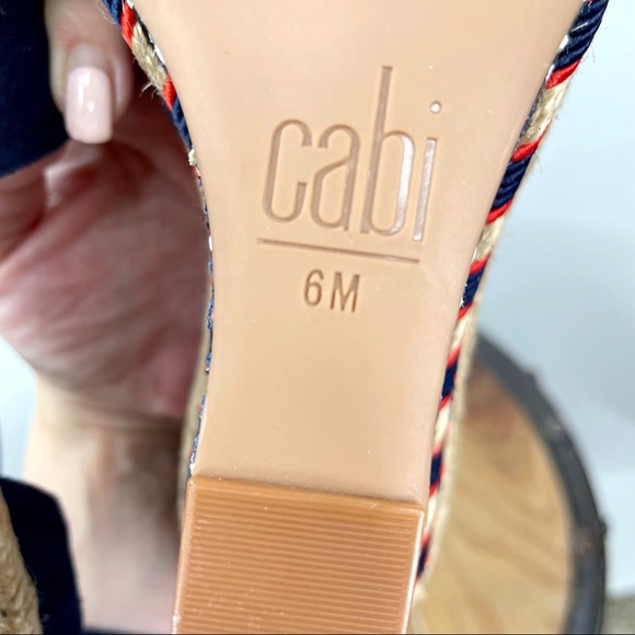 Cabi Isla Suede Beaded Wedge Espadrille Sandals Size 6 Shoes Navy Blue.  NWOT. - Picture 12 of 16